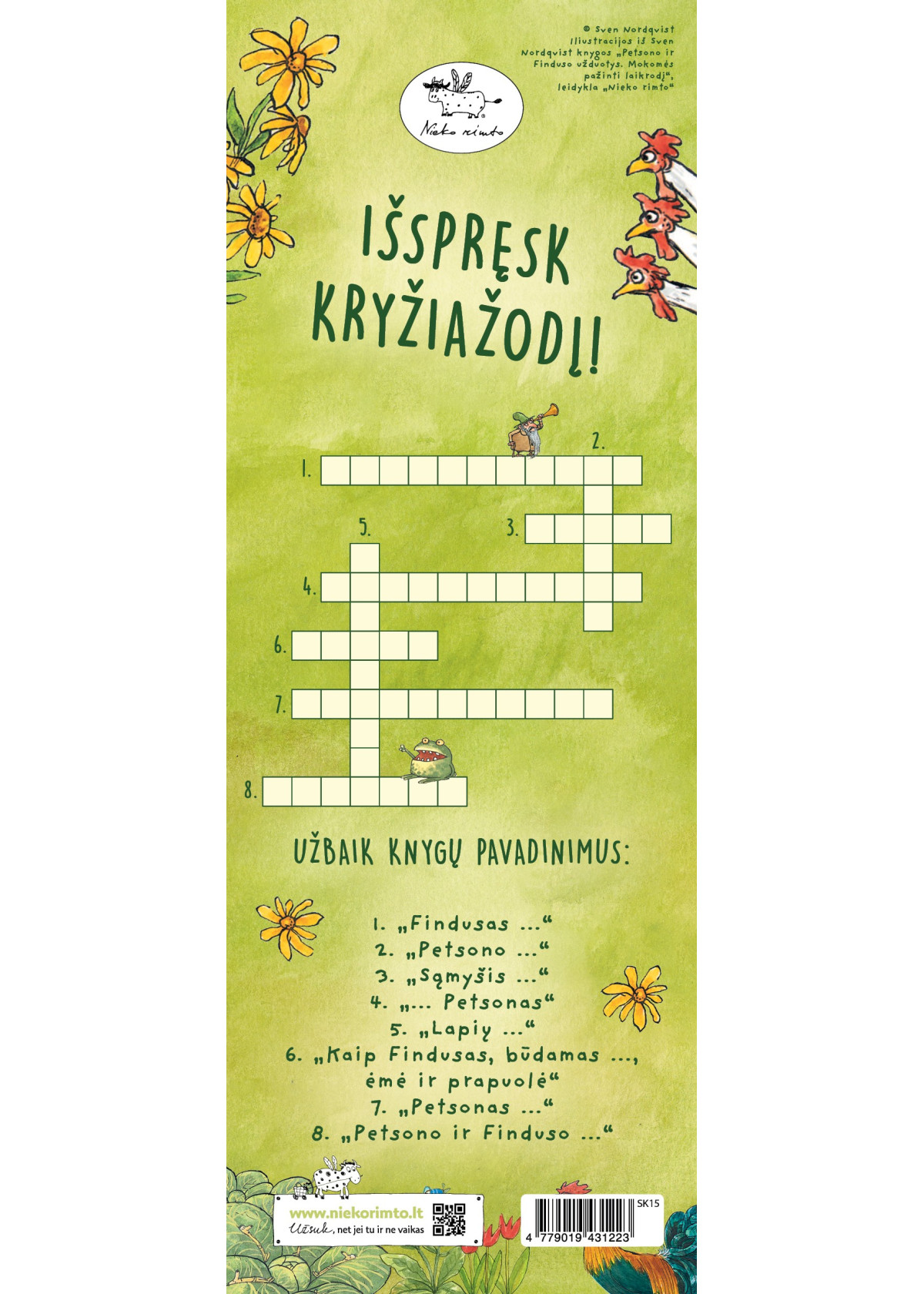 Skirtukas knygai su „Su Petsonu ir Findusu – nenuobodu“