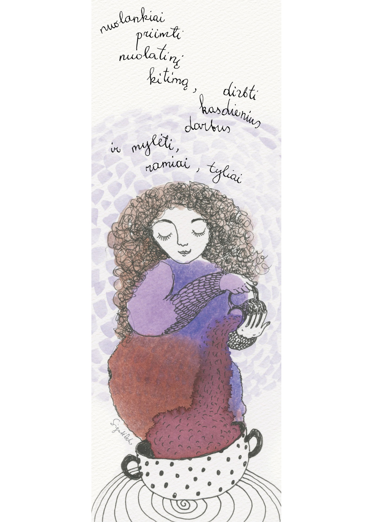 Skirtukas knygai su receptu „Mylėti, ramiai, tyliai“