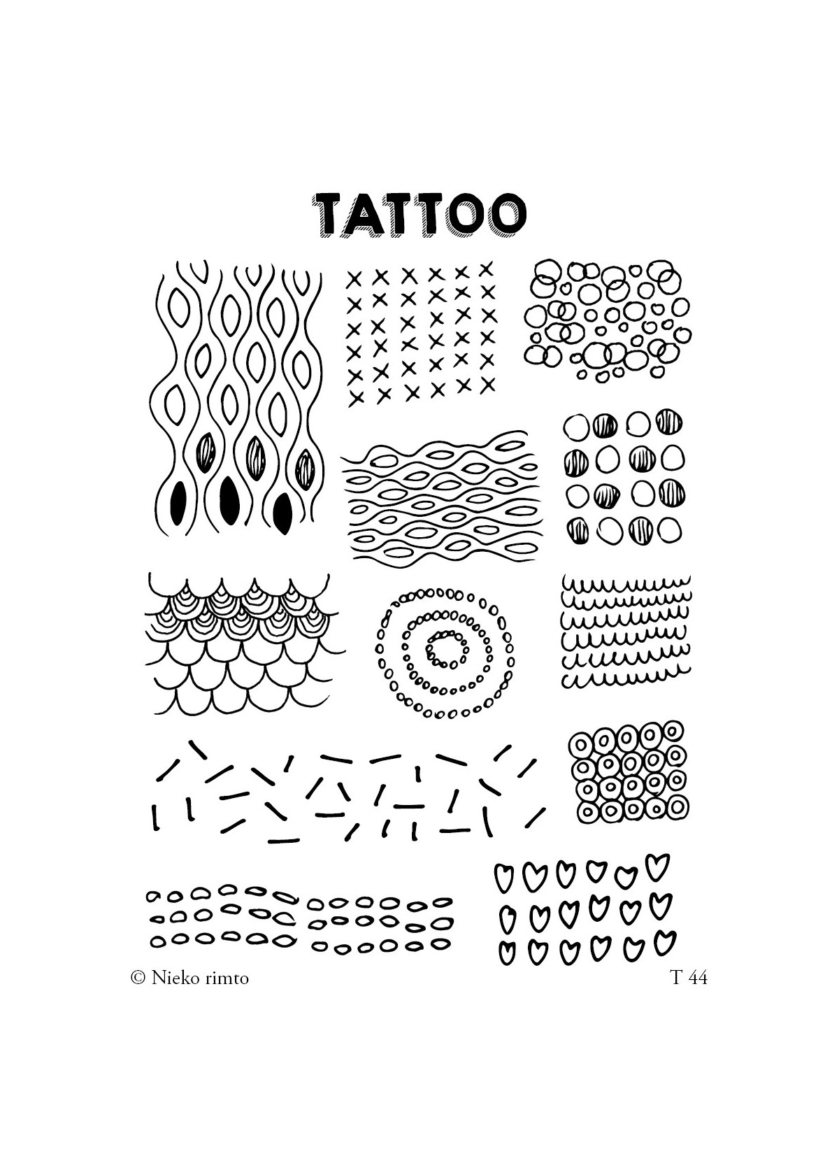 T44. Laikinos tatuiruotės „Minčių ornamentai“