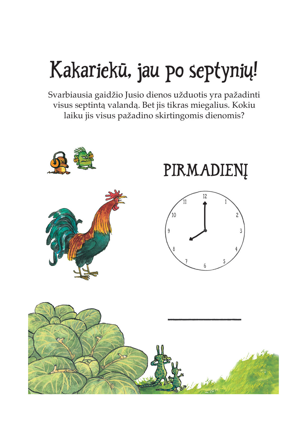 Petsono ir Finduso užduotys. Mokomės pažinti laikrodį