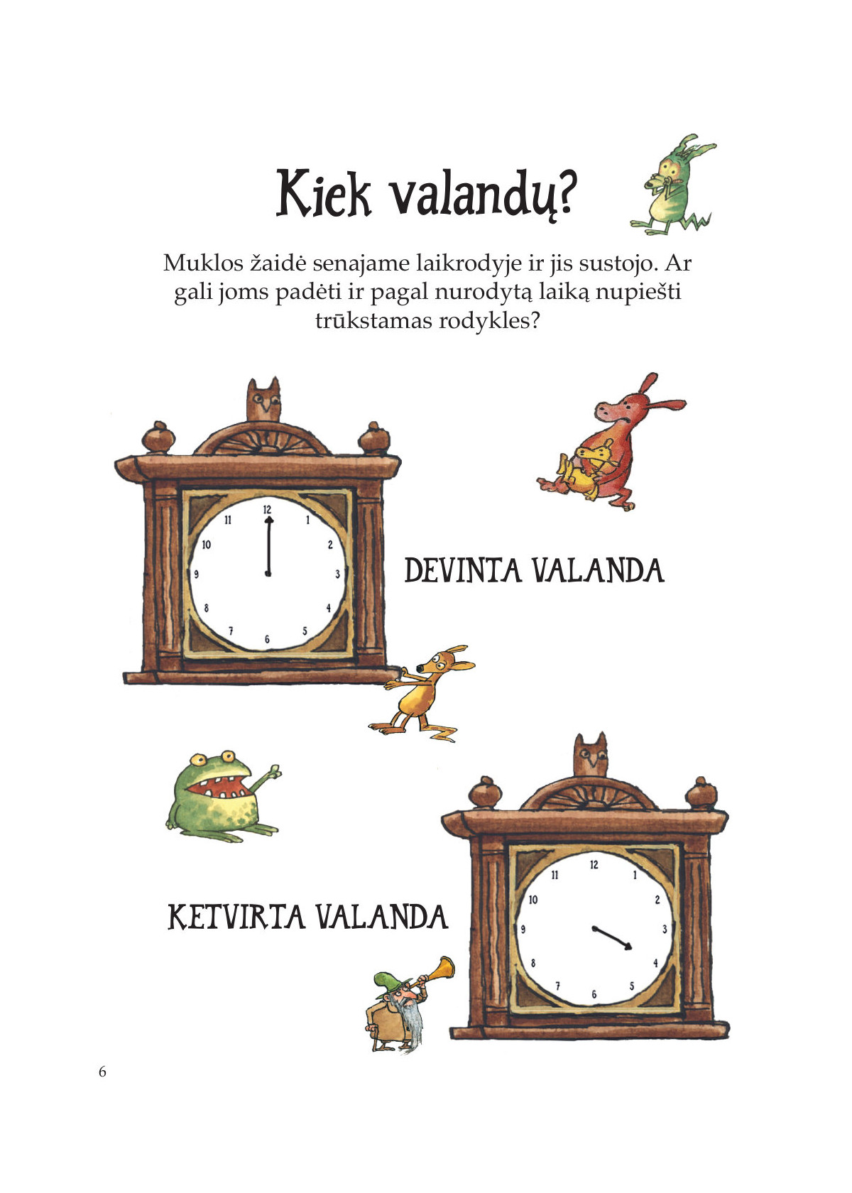 Petsono ir Finduso užduotys. Mokomės pažinti laikrodį